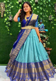 New Designed South Indian Lehenga Choli For women And Girls KUM-KUM Blue Maroon Sky blue