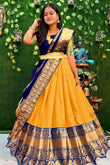 New Designed South Indian Lehenga Choli For women And Girls KUM-KUM yellow blue